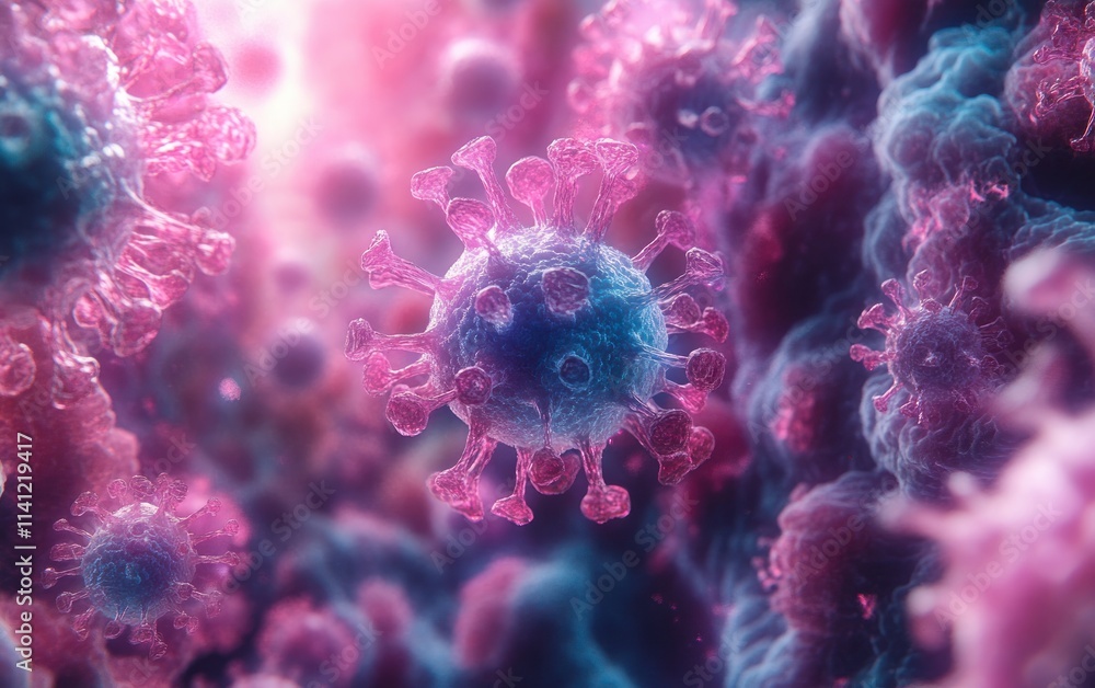 Surreal Virus Representation and Immune System Visuals in 3D Rendering Surreal Virus Representation and Immune System Visuals in 3D Rendering