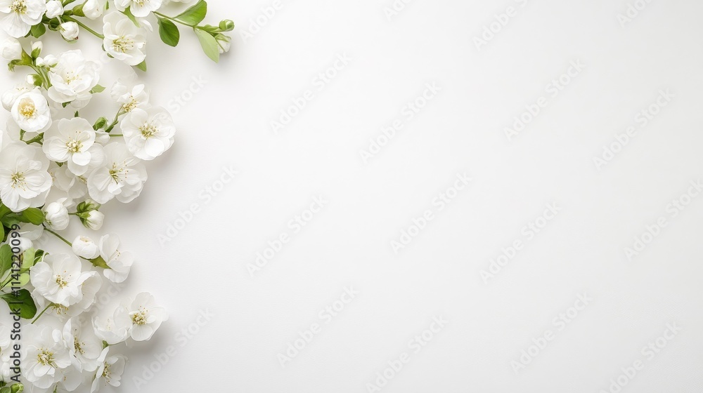 Fototapeta premium Elegant White Wedding Flat Lay Composition with Space for Text