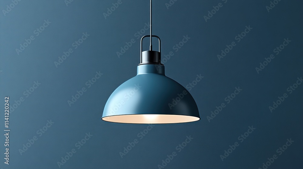 Modern teal pendant lamp against a dark teal wall. Modern teal pendant lamp against a dark teal wall.