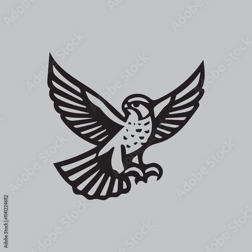 seet of six falcon silhouettes collection Black Silhouette falcon Solid Icon Set Vector