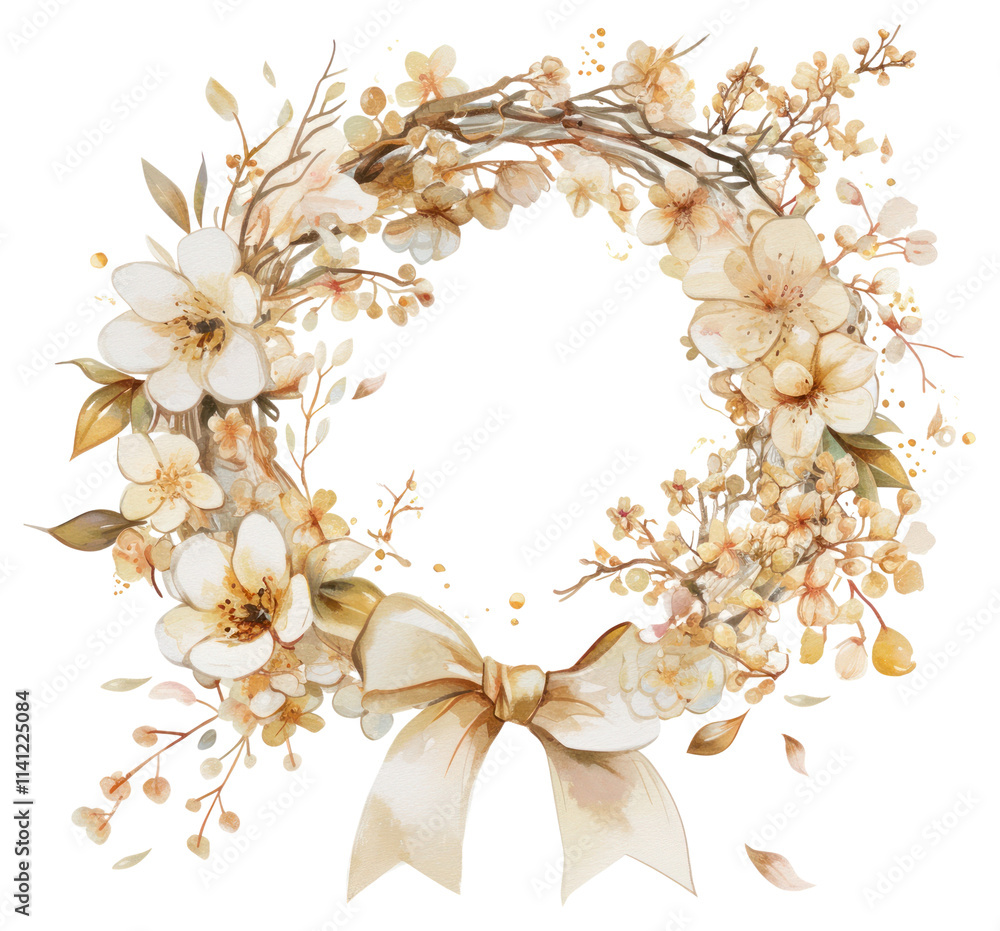 PNG Elegant floral wreath illustration PNG Elegant floral wreath illustration