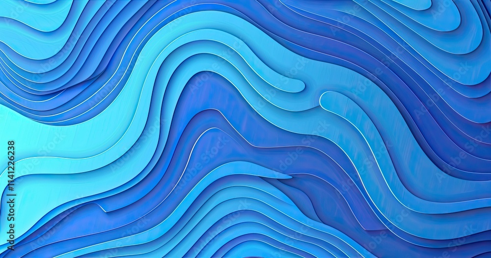 Fototapeta premium Abstract wavy pattern in shades of blue, creating a fluid, textured visual effect.