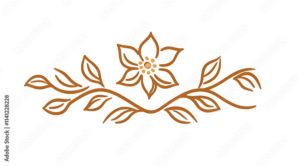 Elegant Floral Design with Leafy Vines and Flower Element Elegant Floral Design with Leafy Vines and Flower Element