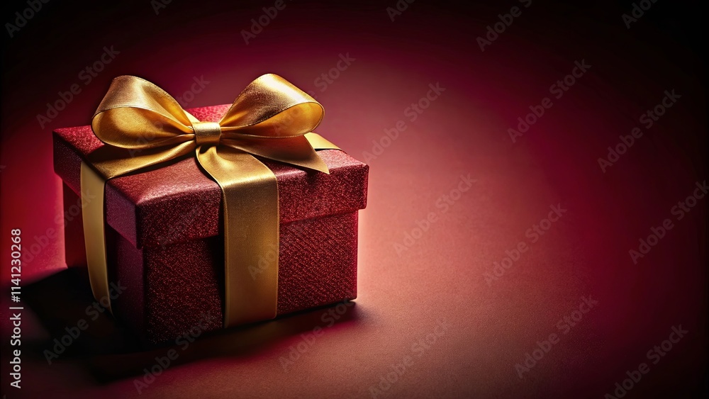 A luxuriously wrapped crimson gift box with a golden ribbon, perfect for a special occasion A luxuriously wrapped crimson gift box with a golden ribbon, perfect for a special occasion