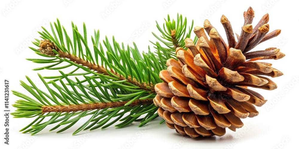 Pine Branch with Cone - High-Quality Product Photography Pine Branch with Cone - High-Quality Product Photography