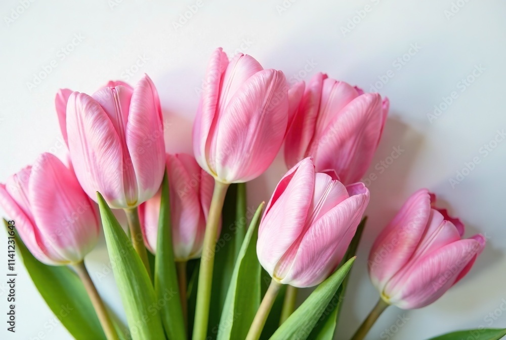 Pink Tulips on White Background - AI Photorealistic Floral Art Pink Tulips on White Background - AI Photorealistic Floral Art