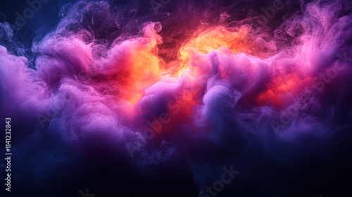 Wallpaper Mural Vibrant pink, orange, and purple smoke clouds on black background. Torontodigital.ca