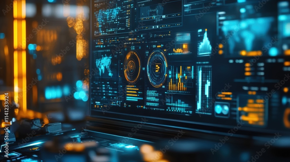 A closeup of a digital dashboard in a control room where engineers monitor multiple manufacturing processes with seamless data transmission clearly facilitated by private 5G networks. A closeup of a digital dashboard in a control room where engineers monitor multiple manufacturing processes with seamless data transmission clearly facilitated by private 5G networks.