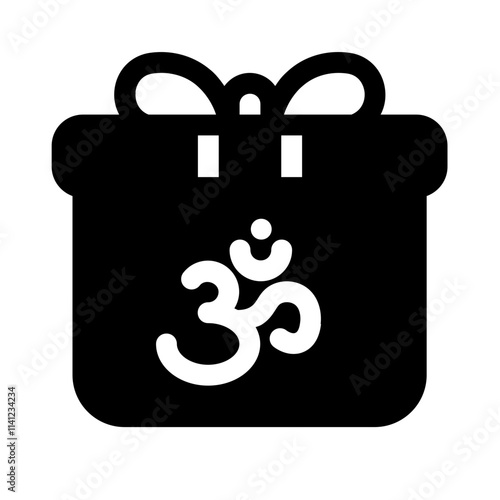 om gift icon with glyph style, perfect for user interface projects photo