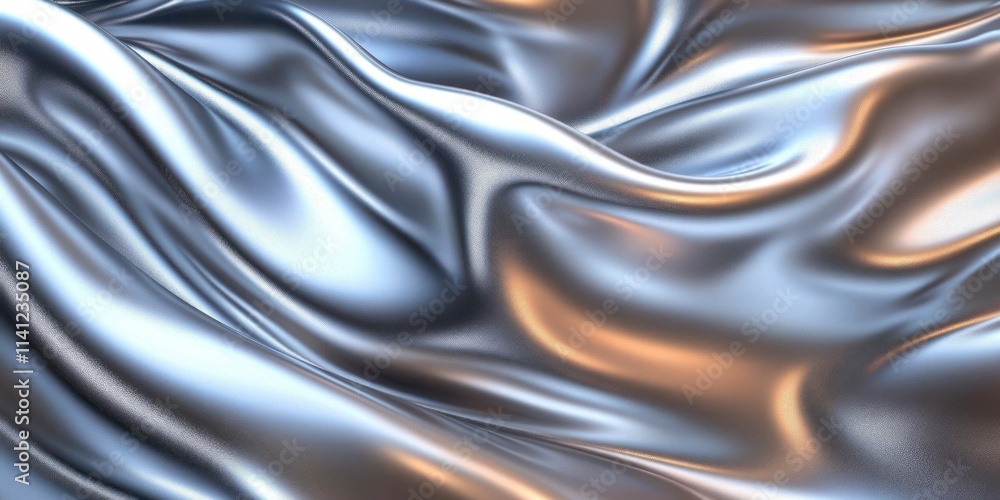 Obraz premium hyper-realistic flowing metallic silver liquid fabric background