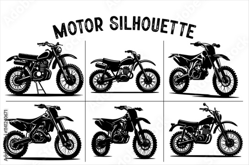 Dirt Bike Vector silhouette Bundle  Silhouette of a motocross rider dirt bike set.