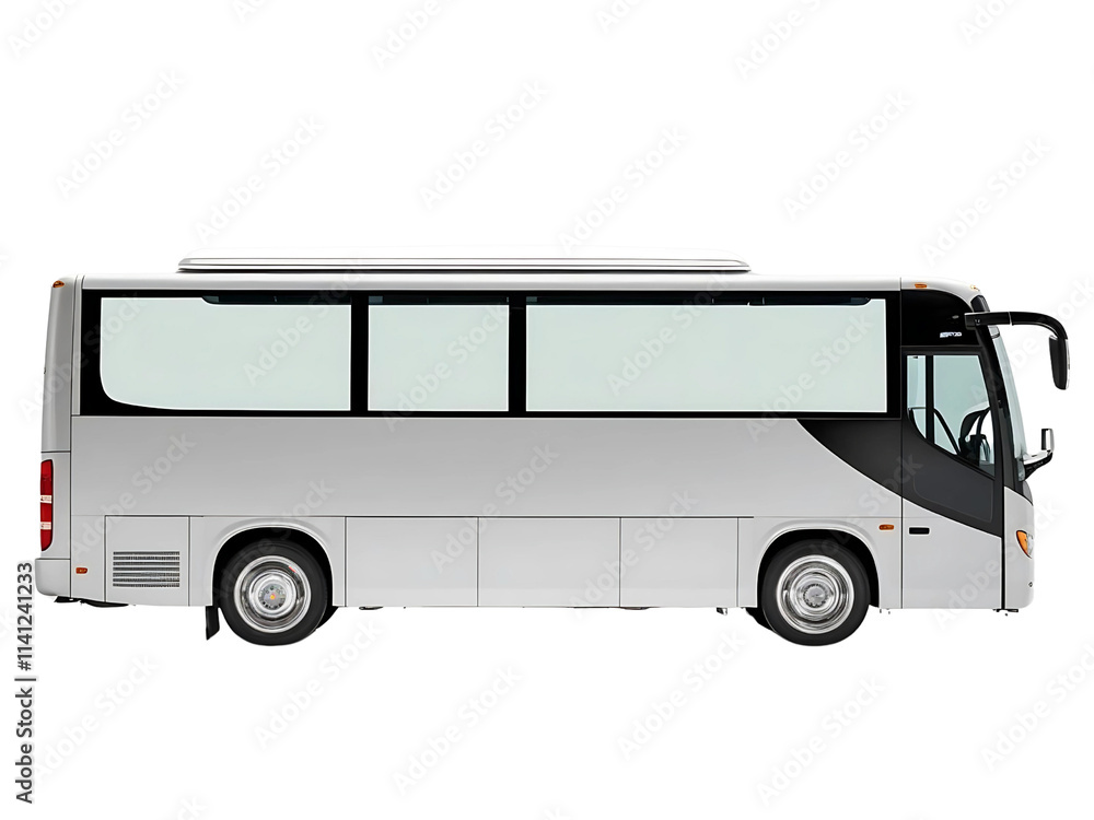 White Tour Bus on transparent background cutout, PNG White Tour Bus on transparent background cutout, PNG