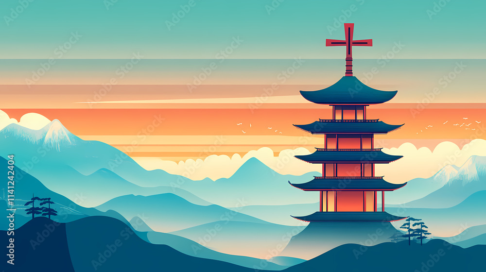custom made wallpaper toronto digitalPagoda with spire and cross. Spire. Illustration