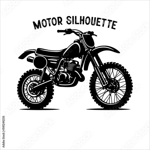 Dirt Bike Vector silhouette. Silhouette of a motocross rider dirt bike.