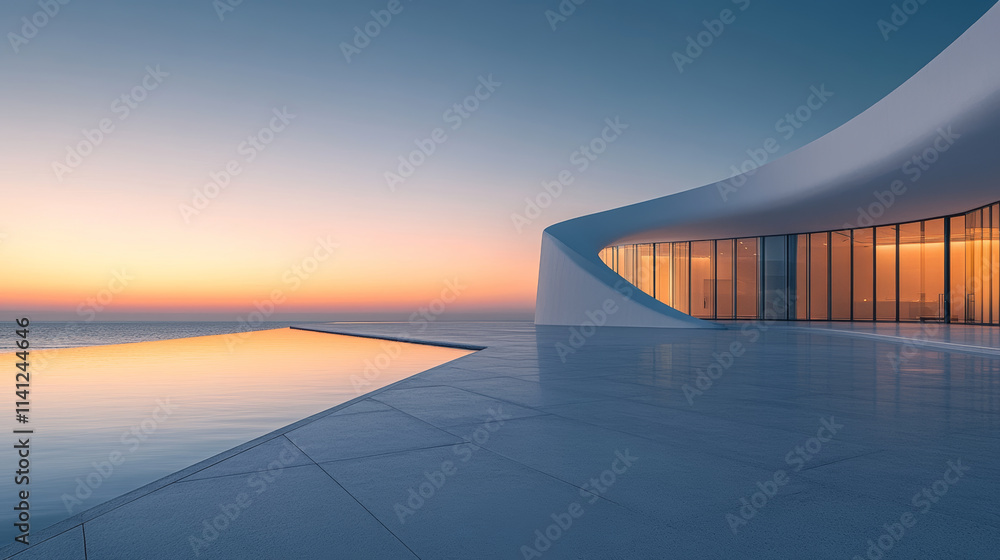 Sunrise scenery of seaside buildings Sunrise scenery of seaside buildings