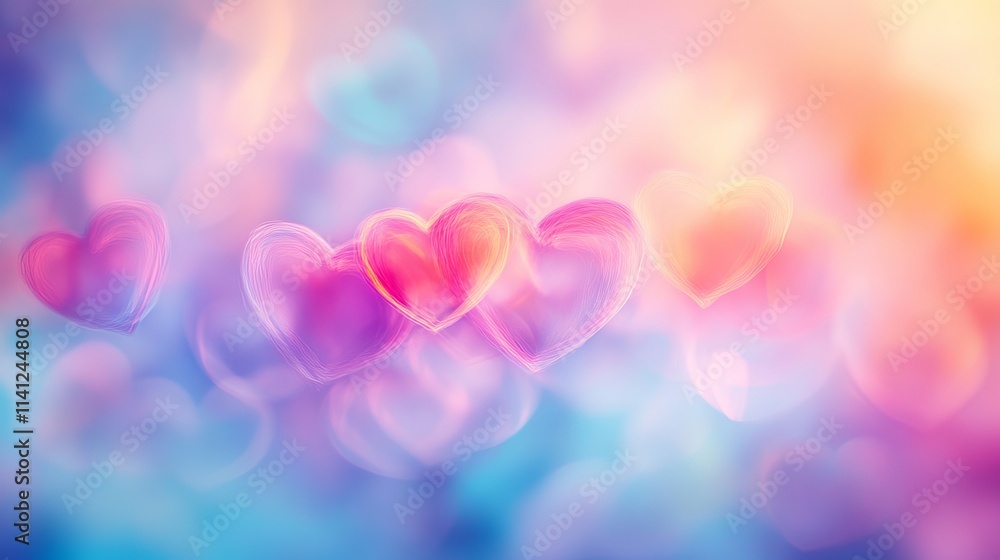 Soft pastel abstract background with hearts in spring colors for romantic celebrations Soft pastel abstract background with hearts in spring colors for romantic celebrations