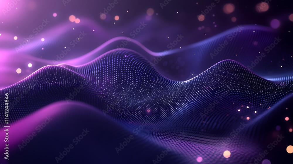 Fototapeta premium Abstract Purple Digital Waveform Landscape
