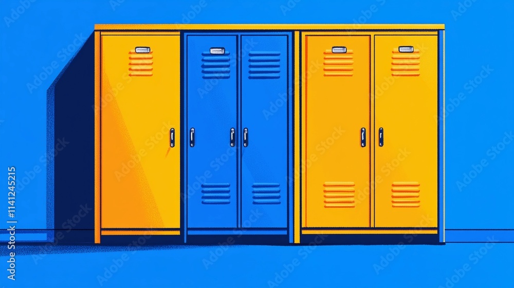 Close-up view of metal lockers in uniform rows, offering a minimalistic background for fitness, education, or secure storage content Close-up view of metal lockers in uniform rows, offering a minimalistic background for fitness, education, or secure storage content