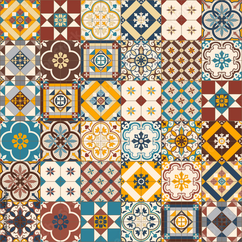 Vintage Nyonya Floor Tiles Seamless Pattern
