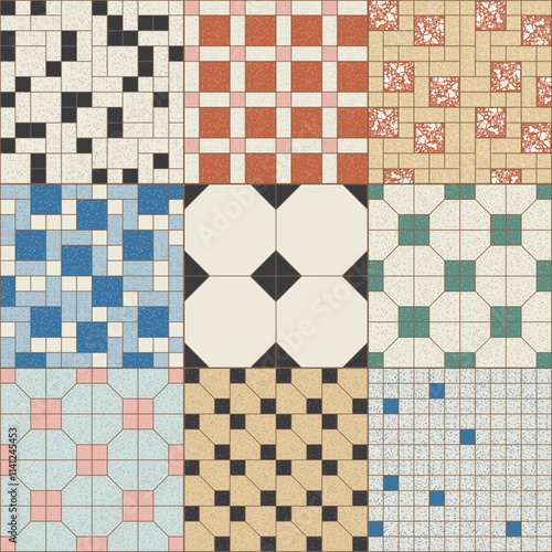 Nanyang Traditional Kopitiam Tiles Seamless Pattern
