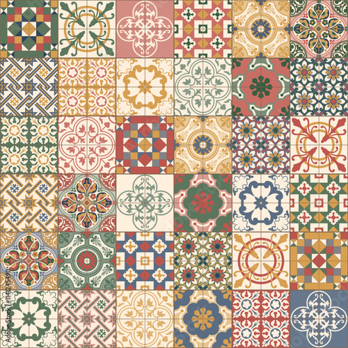 Vintage Nyonya Floor Tiles Seamless Pattern