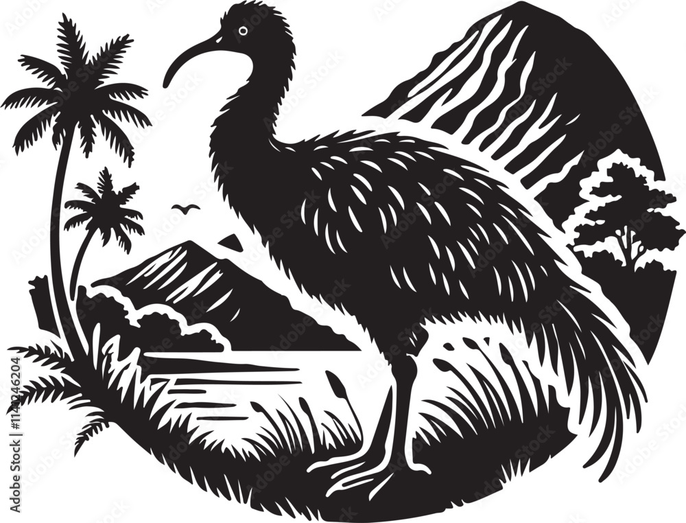 Obraz premium Megapode bird vector silhouette