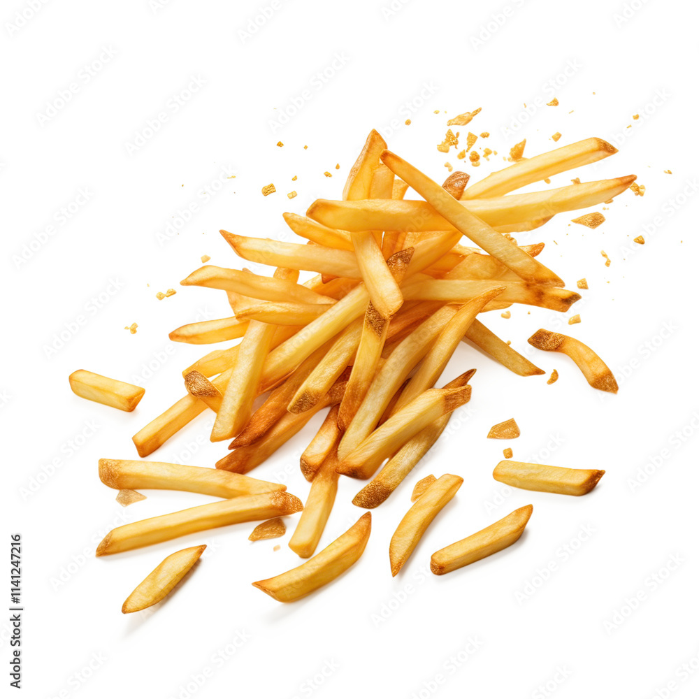 Falling french fries on transparent background Falling french fries on transparent background
