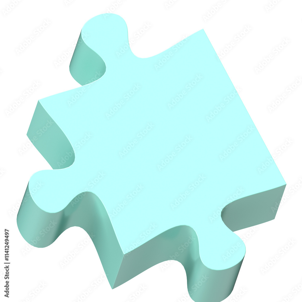Single Light Blue 3D Puzzle Piece Isolated on Black Background Single Light Blue 3D Puzzle Piece Isolated on Black Background