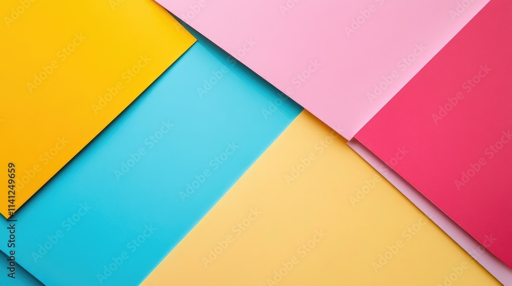 A flat lay of multicolored stationery items arranged neatly on a pastel background.