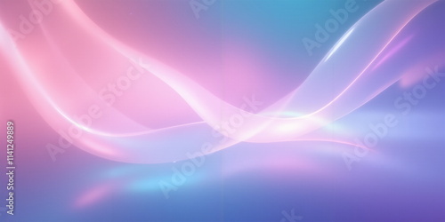 Abstract Background with Flowing Pink and Blue Light Waves, Futuristic and Dreamy Design Concept
