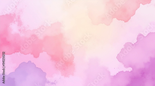 Soft Watercolor Abstract Background in Pink, Orange, and Purple Tones, Artistic Design Concept