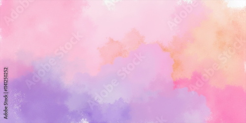 Soft Watercolor Abstract Background in Pink, Orange, and Purple Tones, Artistic Design Concept