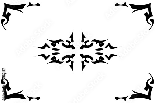 Symmetrical Abstract Black Pattern on White Background for Decoration and Design Elements