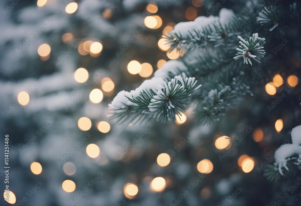 Snowy Christmas Tree Branches Background Snowy Christmas Tree Branches Background