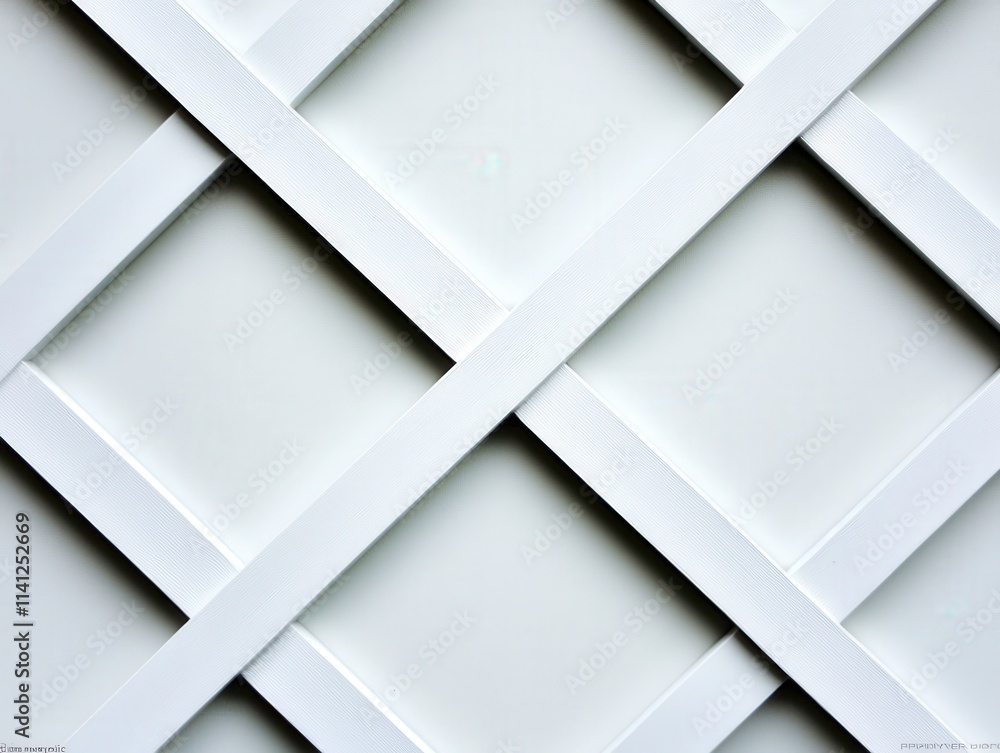 This image features a close-up of a white lattice pattern, showcasing a geometric design with intersecting lines that create a visually appealing texture. This image features a close-up of a white lattice pattern, showcasing a geometric design with intersecting lines that create a visually appealing texture.