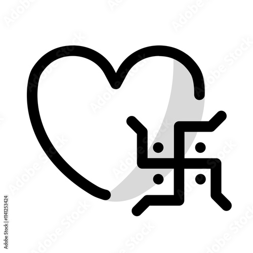 love swastik icon with shady style, perfect for user interface projects