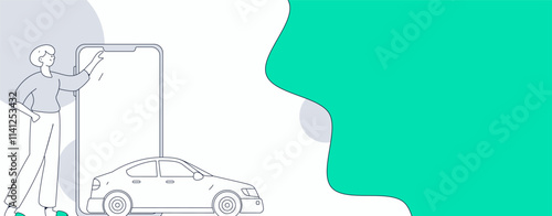 Flat vector concept operation hand drawn illustration of people taking a taxi
