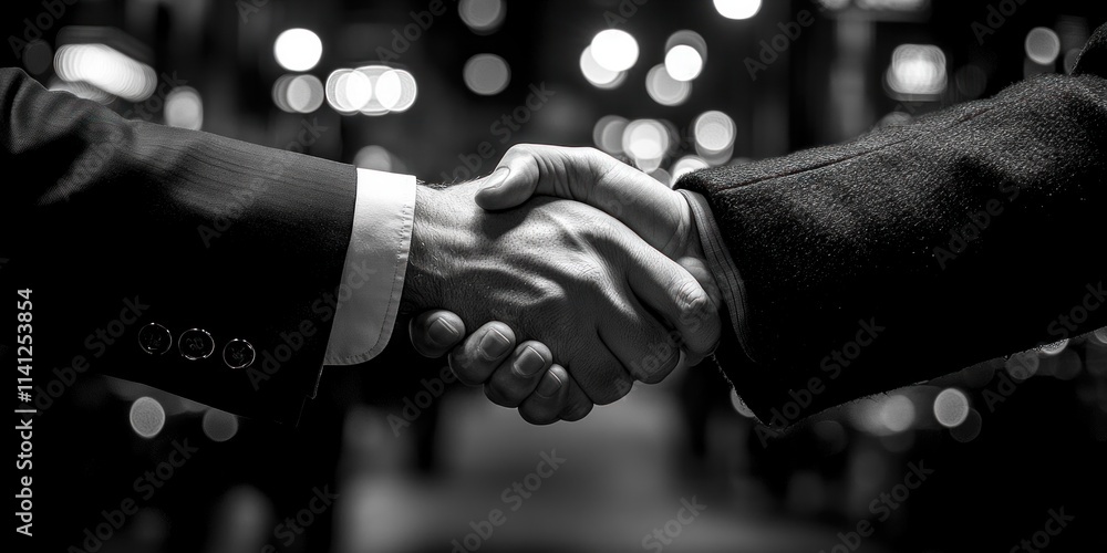 Handshake in a Modern City Signifying Business Agreements and Partnerships Handshake in a Modern City Signifying Business Agreements and Partnerships