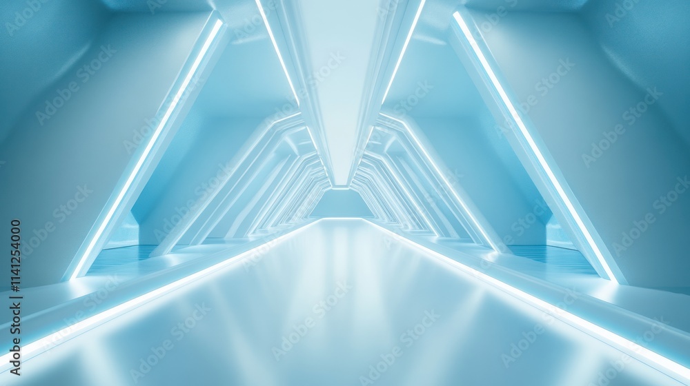 Naklejka premium Futuristic Blue Corridor