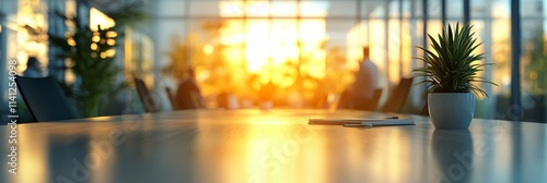 Modern Office Conference Room with Natural Light. Corporate Business Meeting Room Background.