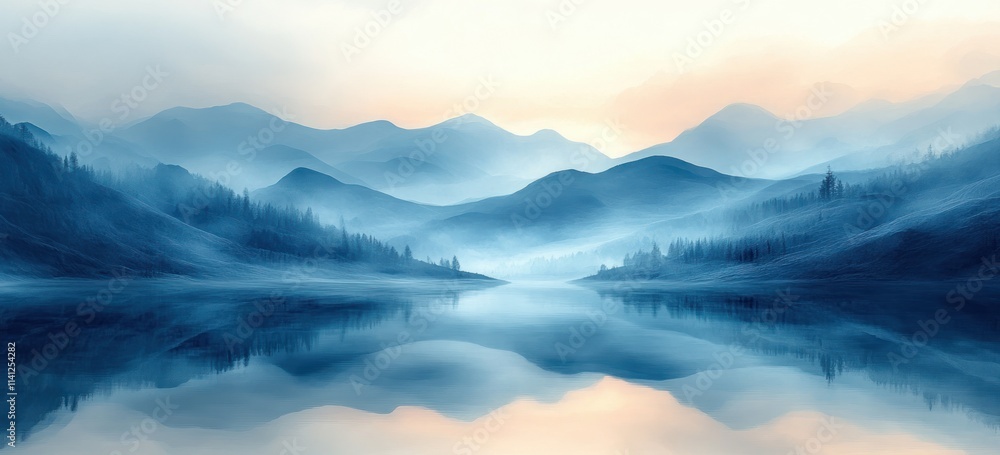 Abstract Landscape Smooth Textured Background Blue Gray Gradient Minimalism Design Abstract Landscape Smooth Textured Background Blue Gray Gradient Minimalism Design