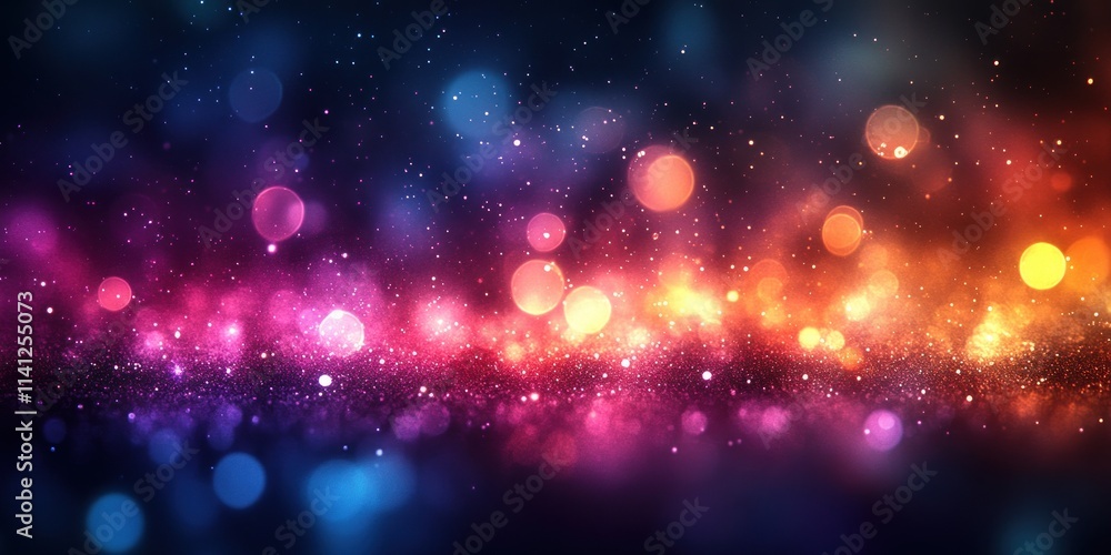 Obraz premium vivid abstract bokeh glitter background with purple teal gold lights