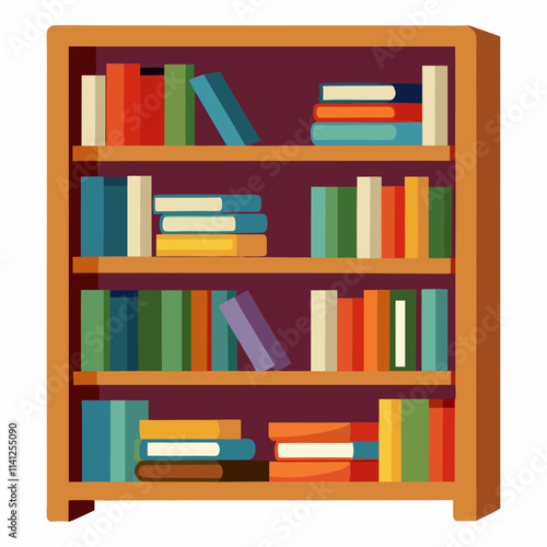 colorful illustration of a bookshelf