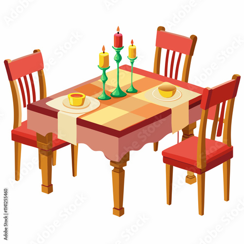 colorful illustration design of a dining table