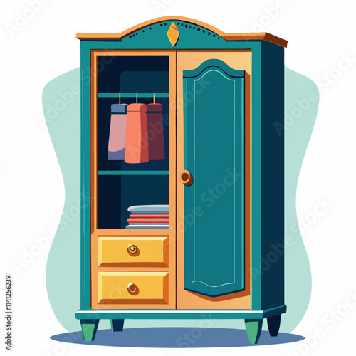 colorful illustration design of a wardrobe