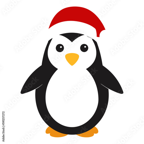 Penguin wearing a Santa Claus hat vector design