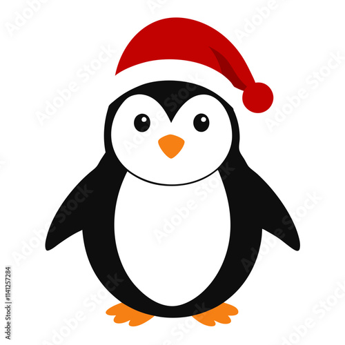 Penguin wearing a Santa Claus hat vector design