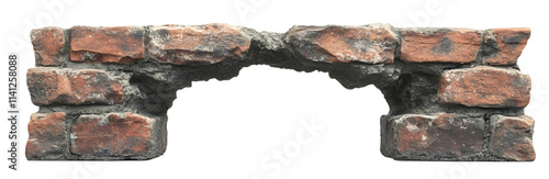 A brick archway with a gap in the middle