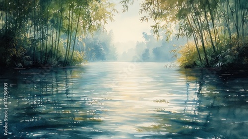 Bamboo Leaves on Water Surface