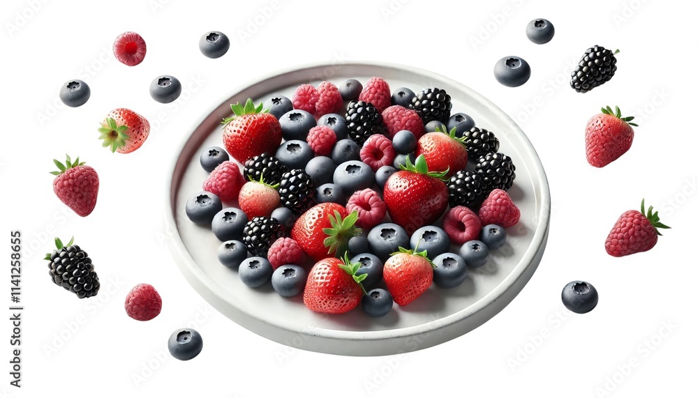 Fresh Summer Berries Mix Strawberries Blueberries Raspberries and Blackberries on a Pl Fresh Summer Berries Mix Strawberries Blueberries Raspberries and Blackberries on a Pl